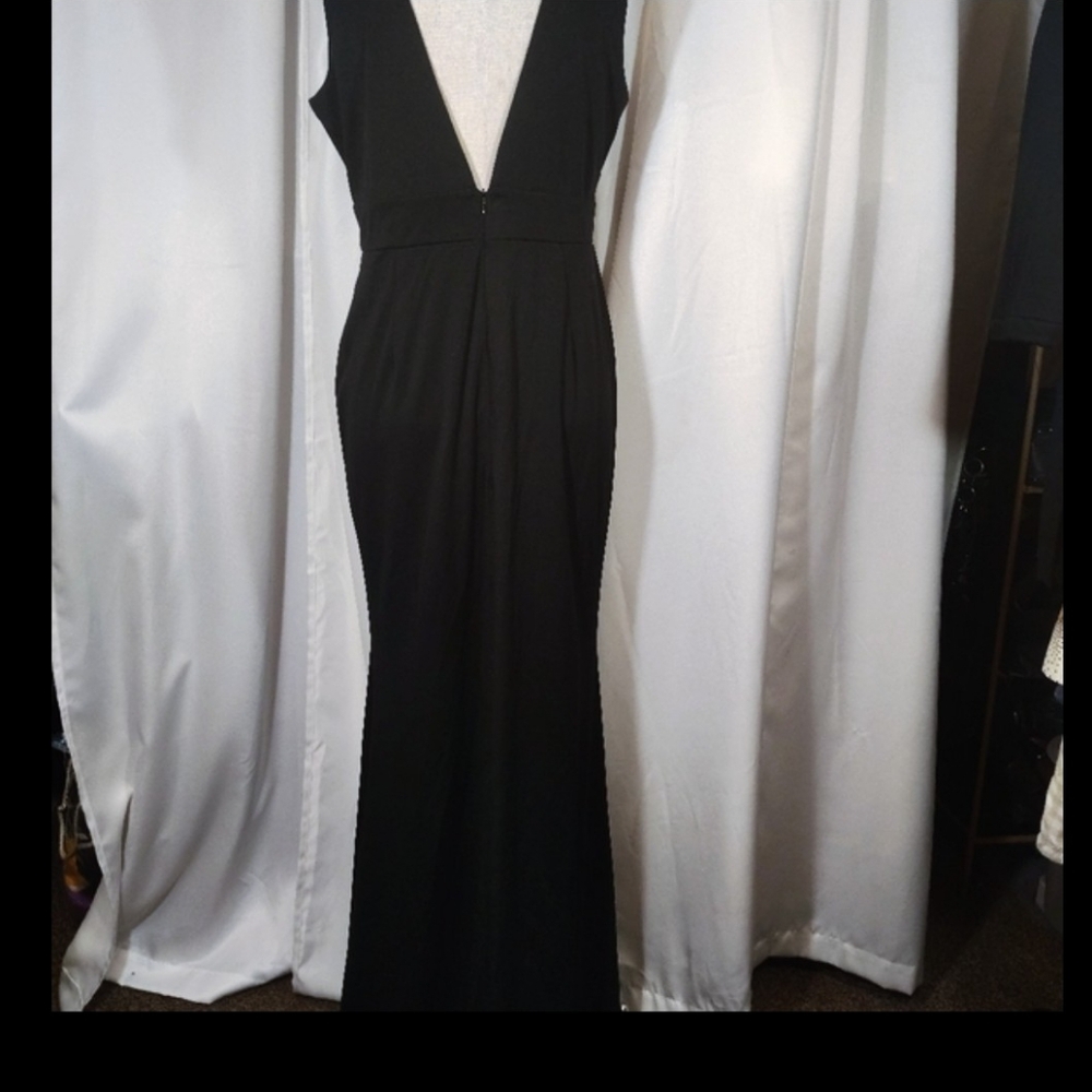 2 Pc: Charlotte Rose Sheath Dress+ Crop Suit Jacket, Black/Silver Floor Lngth, M - Picture 5 of 16